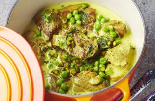 Curry d’agneau aux petit pois et aux pistaches