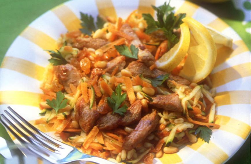 Escalopines de veau et salade de blé aux fruits secs