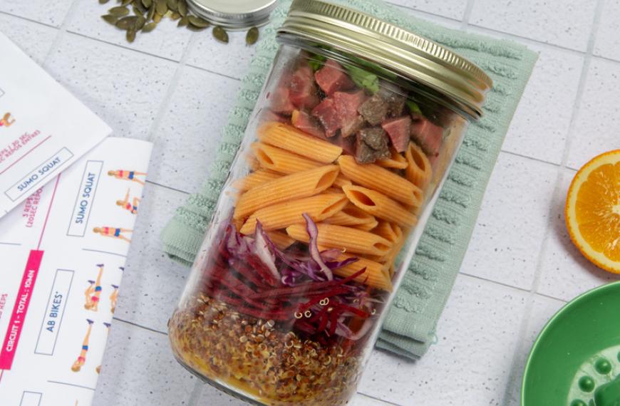 Salade jar au bœuf et mix végétal