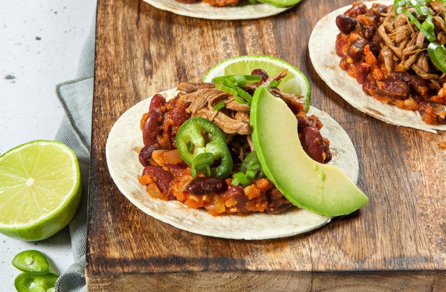 Recette de Tacos de chevreau confit, haricots rouges et avocat