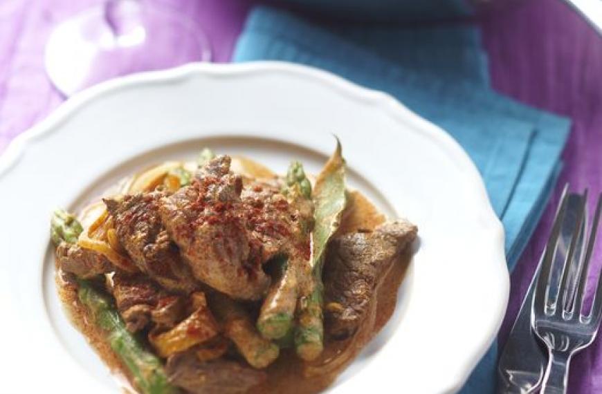 Bœuf façon Strogonoff aux pointes d’asperges