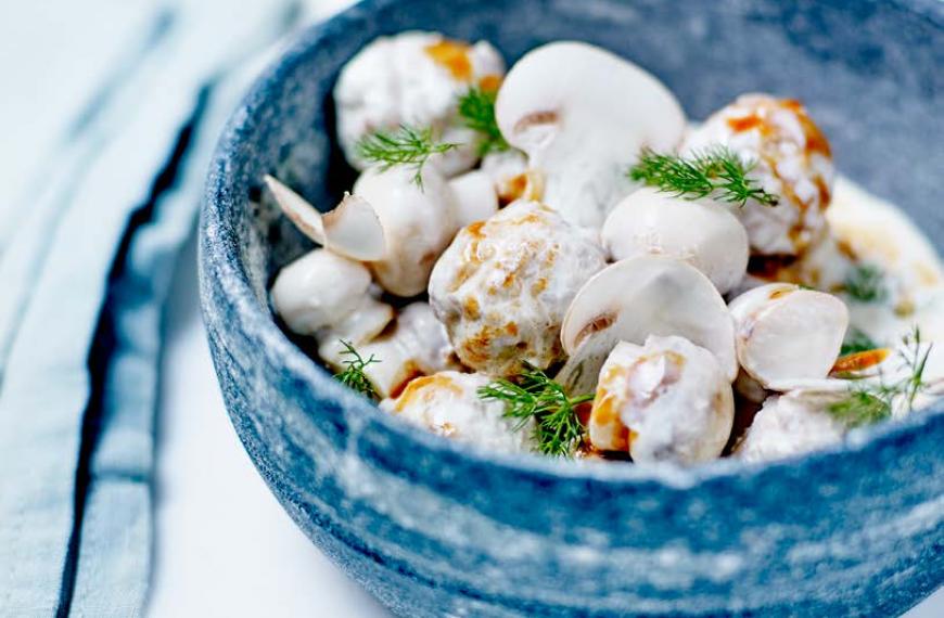 Boulettes de veau aux champignons et à l’aneth