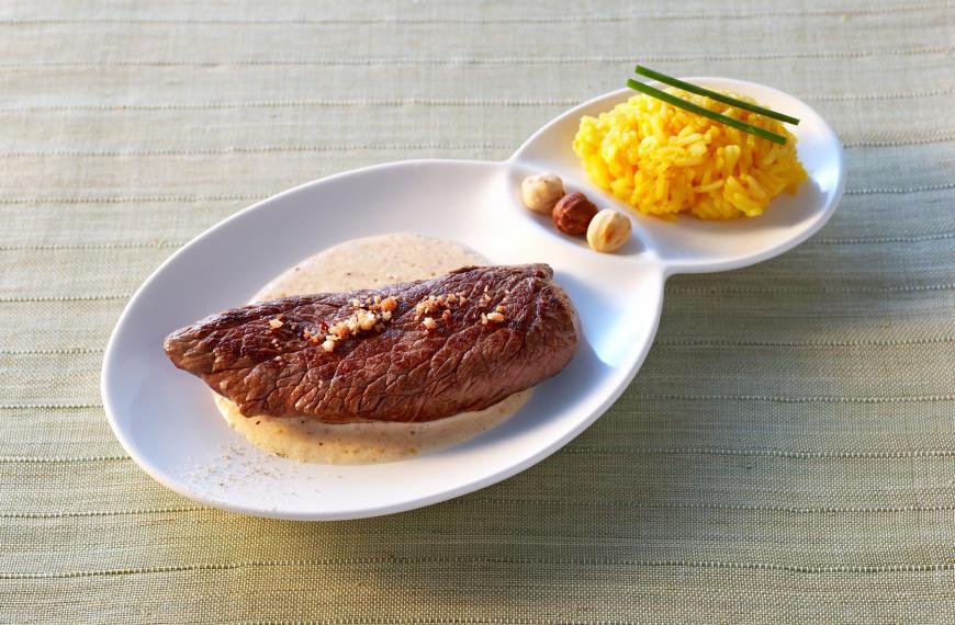 Pavés de viande chevaline à la crème de noisettes