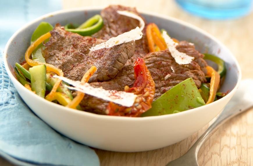 Planche de poire de boeuf et légumes au parmesan