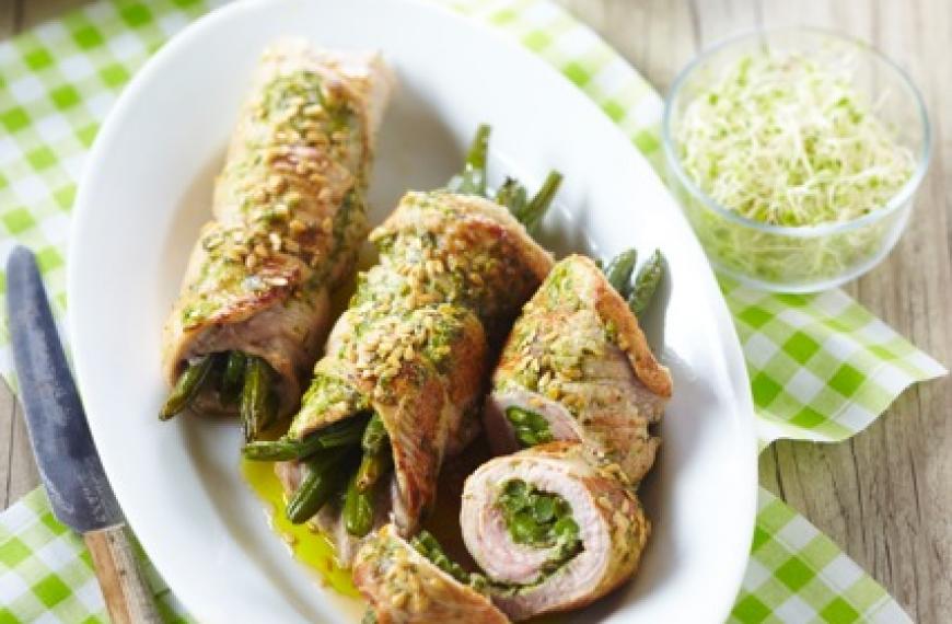 Escalopes de veau bio, roulées au pesto