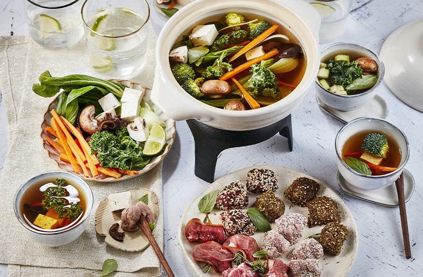 Fondue chinoise à l'agneau et aux légumes croquants, Recettes