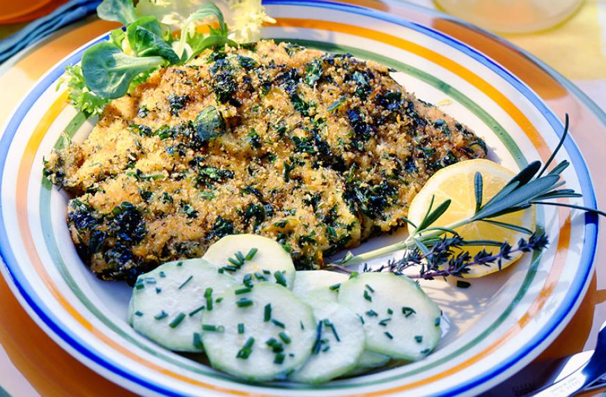 Escalope de veau milanaise aux herbes et au citron