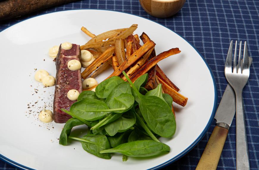 Steak-frites de viande chevaline revisité