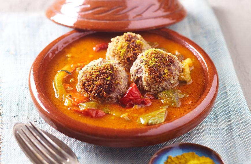 Tajine de boulettes de bœuf aux poivrons