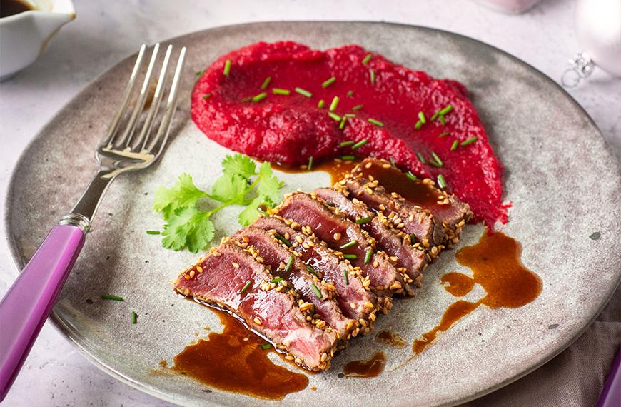 Tataki de bœuf en croûte de sésame